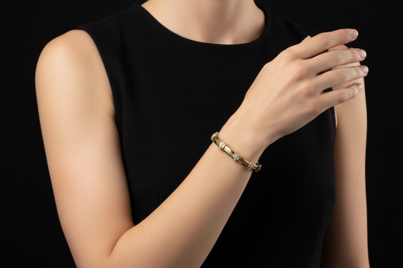 Tiffany & Co Armband Gliederarmband Diamanten in Gelbgold 750 mit Platin 