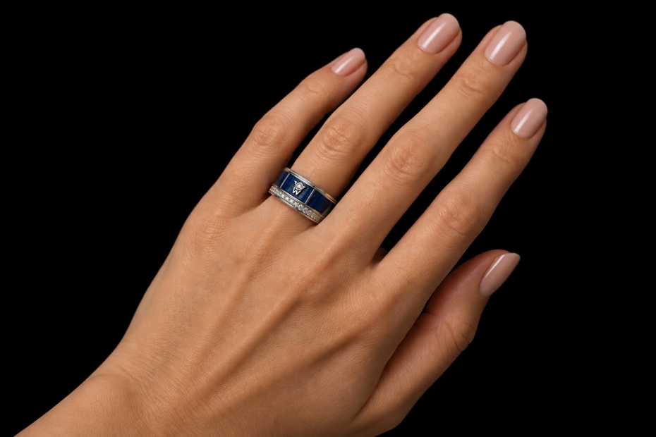 Wellendorff Ring Blaue Lagune Drehring mit Diamanten in 750er Weißgold 