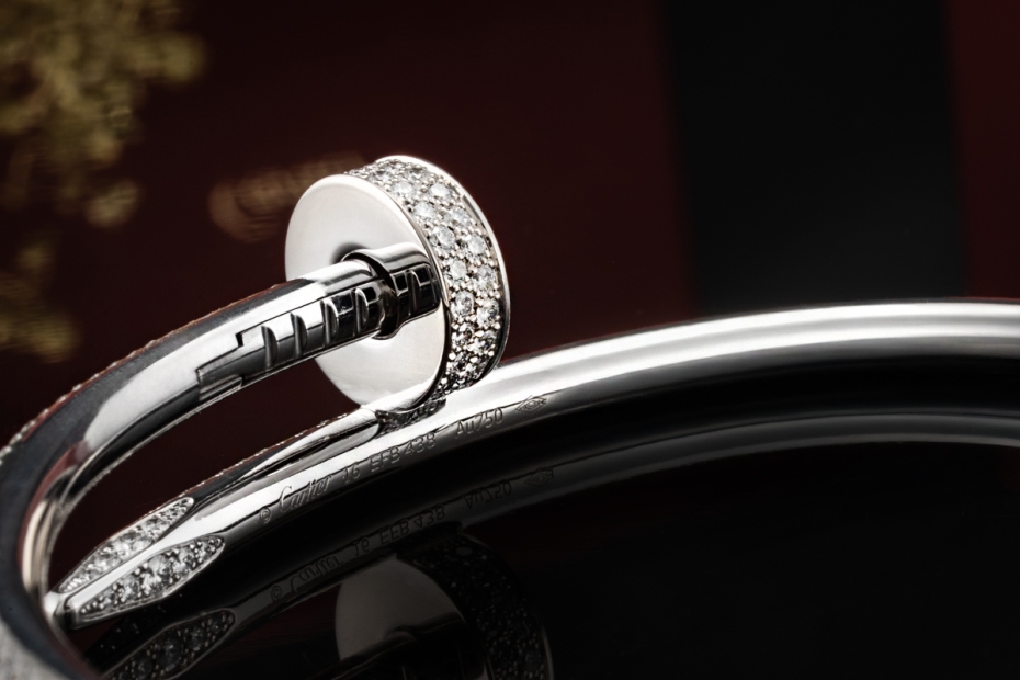 Cartier Juste un Clou Armreif mit 374 Diamanten in 750er Weißgold Gr. 16 