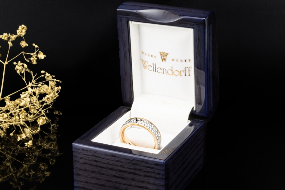 Wellendorff Ring Sternennacht Diamanten Drehring Gelbgold Weißgold 750 