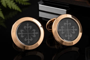 Patek Philippe Calatrava Manschettenknöpfe mit Onyx in Roségold 750 OVP