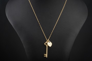 Tiffany & Co. Keys Collier Kette Herz und Schlüssel Anhänger in Gelbgold