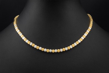 Tenniscollier Kette mit Diamanten Handarbeit in 750er Gelbgold Weißgold